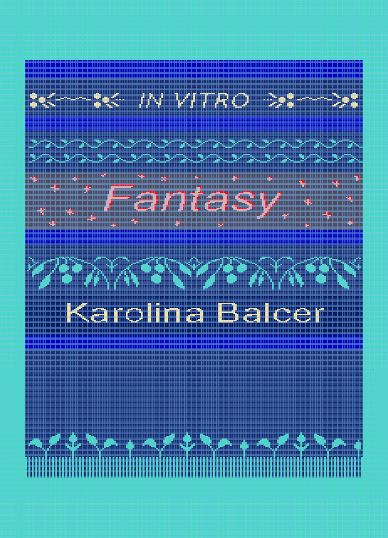 baner informacyjny, w tle sugestia dzierganych tekstyliów, napis: in vitro fantasy