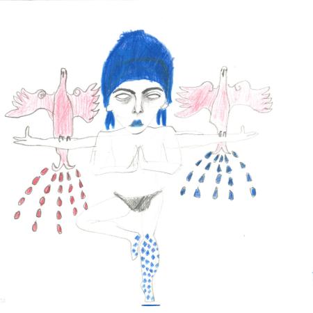 rysunek malv miel ukazujący kobietę oraz symbole 