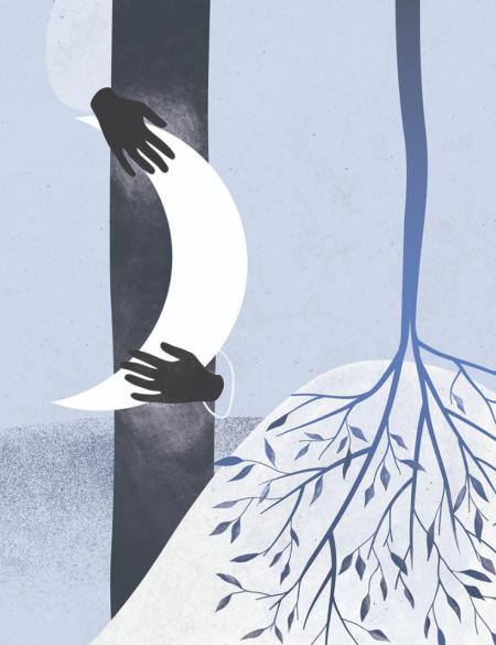 ilustracja natalii nosovej, widok na dom, abstrakcja 