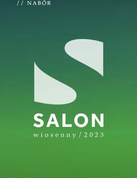 baner informacyjny, zielone tło, biały napis salon, nabór