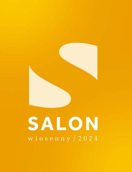 baner informacyjny, napis salon wiosenny 2023, pomarańczowe tło