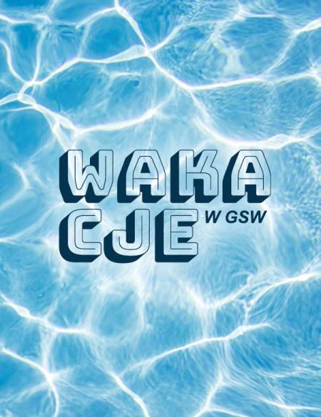 wakacje - baner informacyjny, tło sugerujące wodę, błękitne 