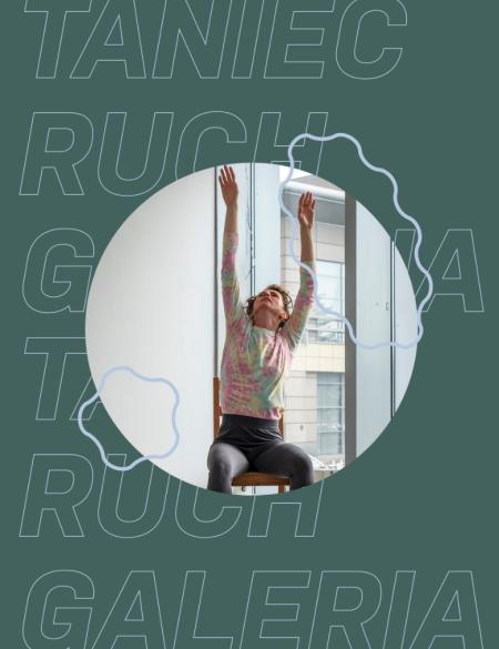 banerek informacyjny, napis ruch, galeria, zdjęcie osoby w ruchu - siedzącej. 