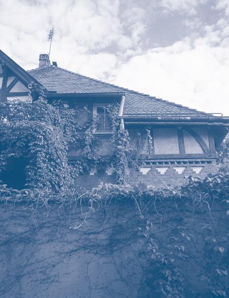 fotografia ukazuje dom obrośnięty zielenią 