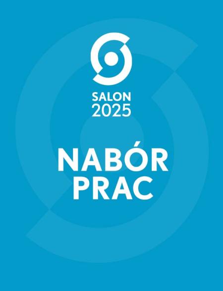 baner informacyjny, niebieskie tło, napis: nabór, salon wiosenny 2025