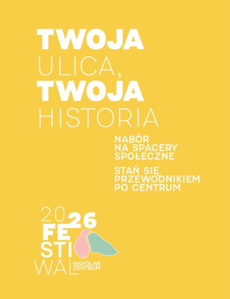 baner informacyjny, spacer społęczny, nabór, żółte tło