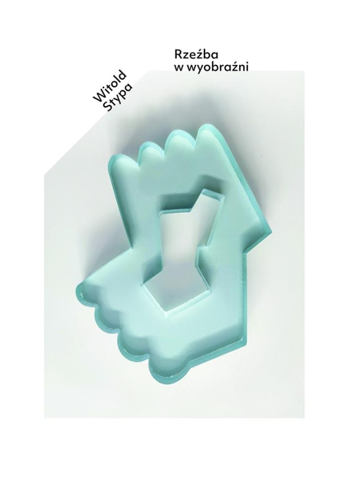 baner informacyjny: napis witold stypa, rzeźba w wyobraźni, w tle figura abstrakcyjna w odcianiach błękitu
