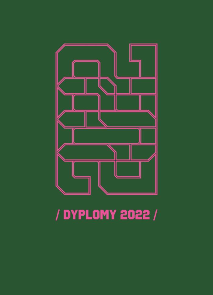 zielony baner z różowym napisem dyplomy 2022 oraz numerem 2022