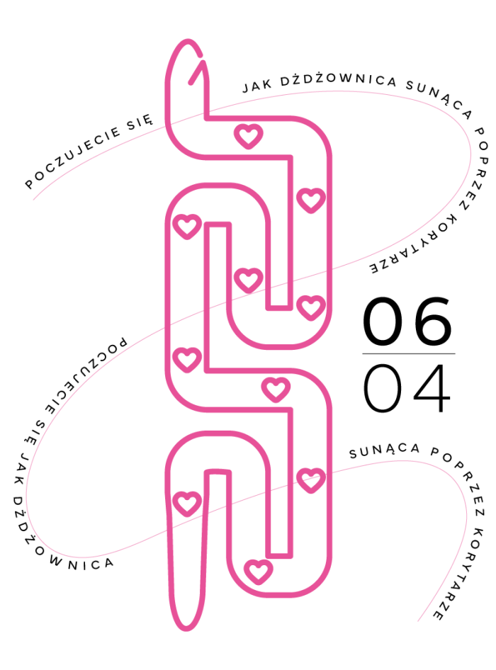 grafika ukazująca zarys korytarza wydrążonego przez dżdżownicę. napis warsztaty 6.04