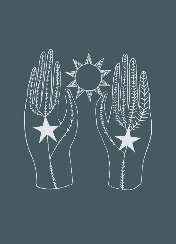 grafika ukazująca ręce i gwiazdę 