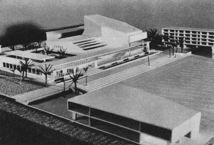 plan budowy, budynek teatru i bwa opole w pierwszym projekcie architektonicznym