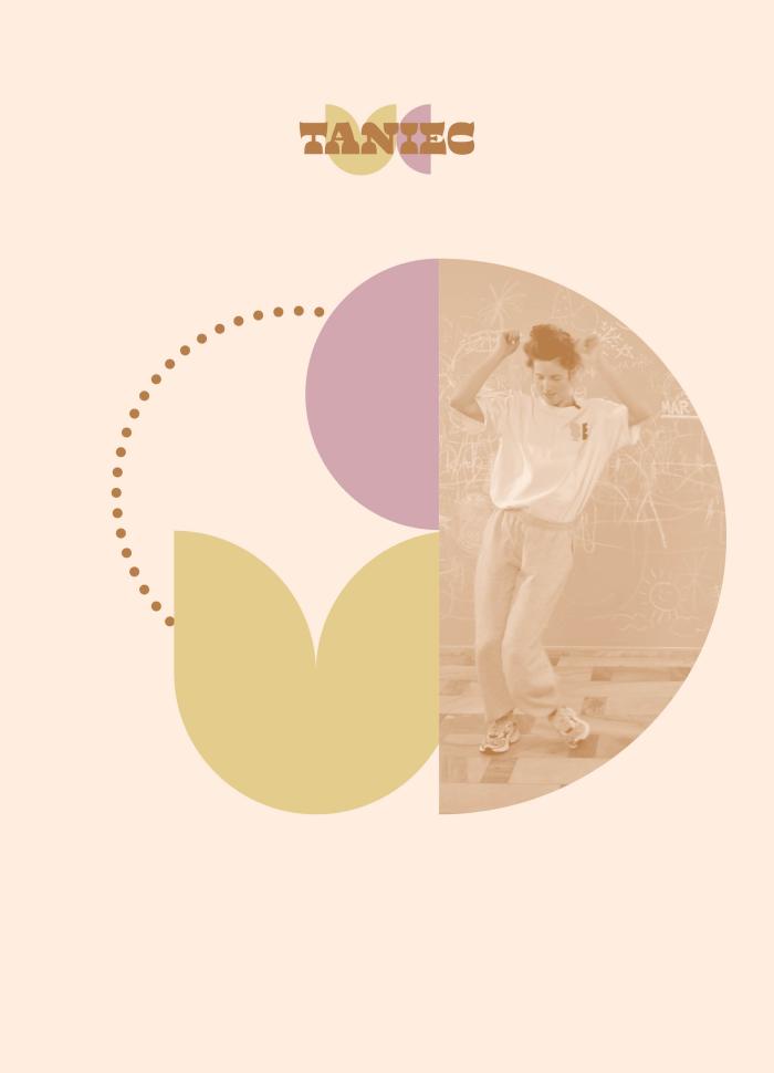 różowy banerek w tle tancerka, napis: taniec